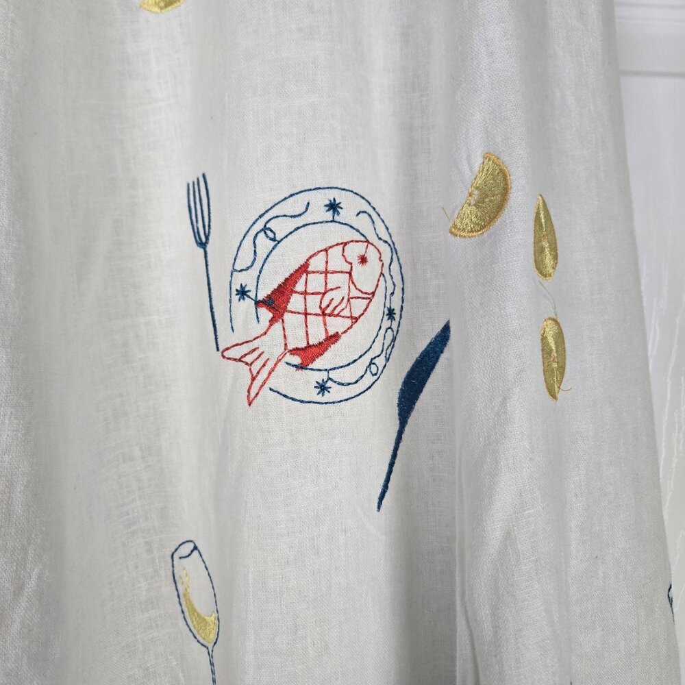 Caroline Constas Embroidered Off White Linen Blend Skirt 4 Maxi Length NEW - Picture 4 of 12